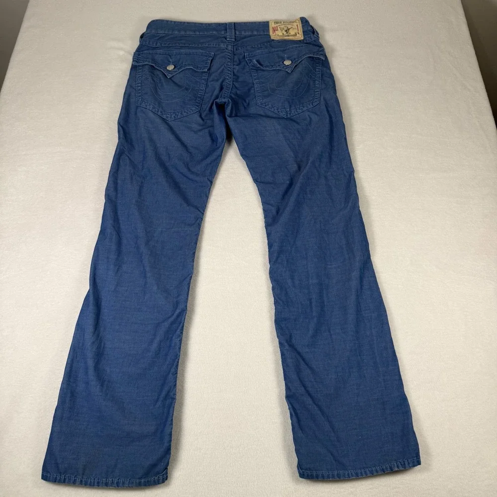 True Religion Ricky Straight Leg Corduroy Pant Men 33 Blue Y2K Grunge Streetwear
